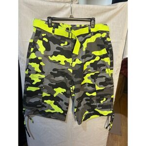 ACCESS Men's Neon Camo Cargo Shorts with Belt Street Prep